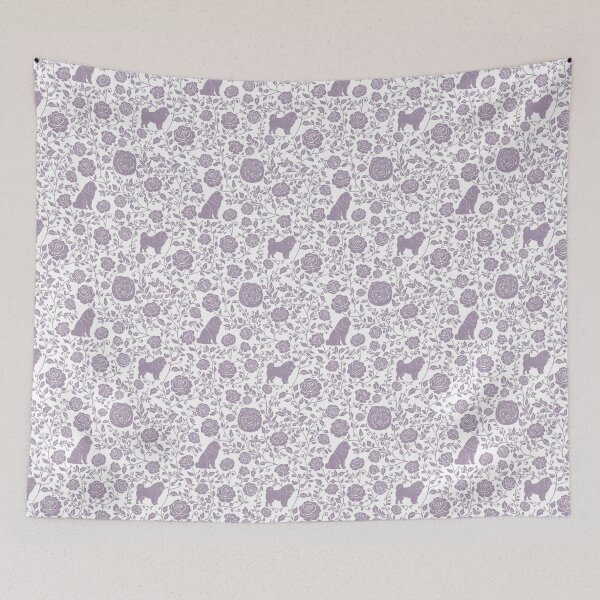 Item preview, Chow Chow Floral Silhouette Pattern | Fluffy Dog Design in Lavender designed and sold by WildLakePatterns.