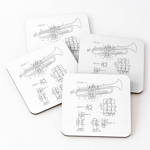 Item preview, Trumpet Schematic Blueprint Jazz Music designed and sold by Randomera.