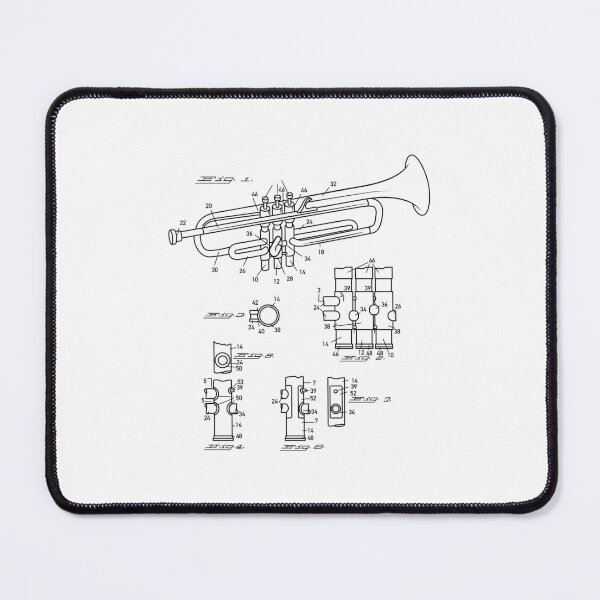Item preview, Trumpet Schematic Blueprint Jazz Music designed and sold by Randomera.
