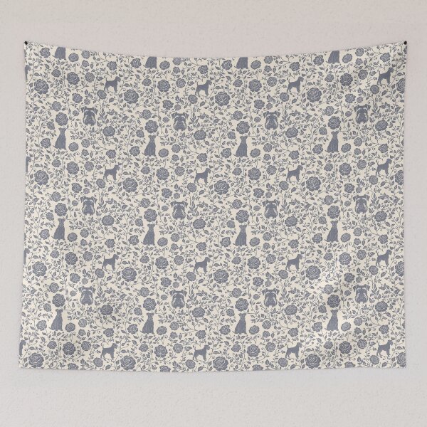 Item preview, Schnauzer Floral Silhouette Pattern | Miniature Standard Giant Dog Design in Cream designed and sold by WildLakePatterns.