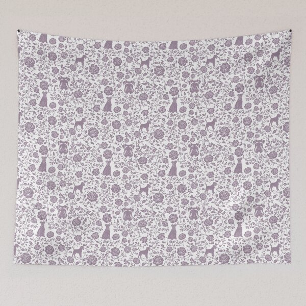 Item preview, Schnauzer Floral Silhouette Pattern | Miniature Standard Giant Dog Design in Lavender designed and sold by WildLakePatterns.