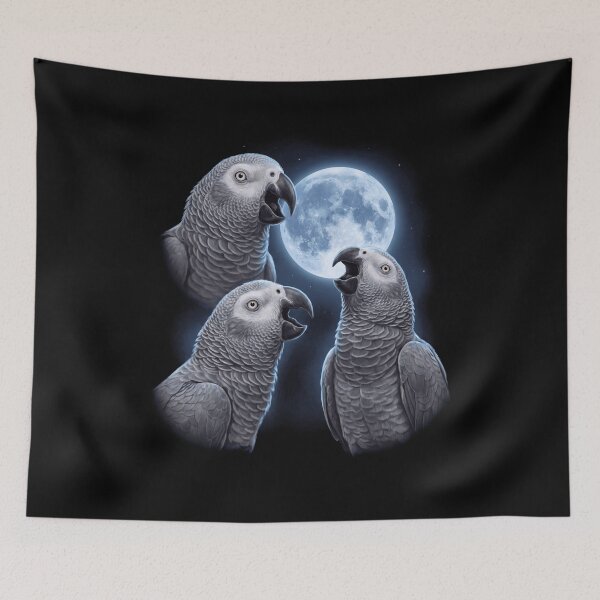 Item preview, African Grey Howling Moon Art Parrot Lover designed and sold by TerryConnells.
