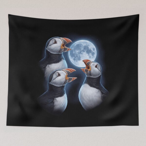 Item preview, Atlantic Puffin Howling Moon Art Bird Lover Birding designed and sold by TerryConnells.