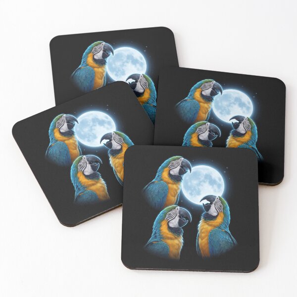 Item preview, Blue and Gold Macaw Howling Moon Art Parrot Lover designed and sold by TerryConnells.