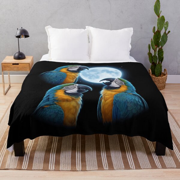 Item preview, Blue and Gold Macaw Howling Moon Art Parrot Lover designed and sold by TerryConnells.