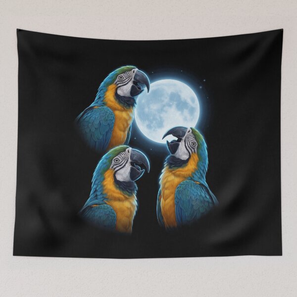 Item preview, Blue and Gold Macaw Howling Moon Art Parrot Lover designed and sold by TerryConnells.