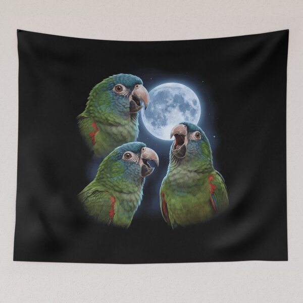 Item preview, Blue Crowned Conure Howling Moon Art Parrot Lover designed and sold by TerryConnells.