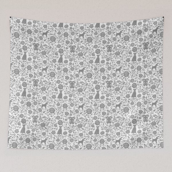 Item preview, Schnauzer Floral Silhouette Pattern | Miniature Standard Giant Dog Design in Grey designed and sold by WildLakePatterns.
