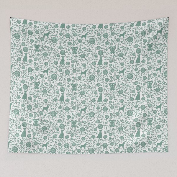 Item preview, Schnauzer Floral Silhouette Pattern | Miniature Standard Giant Dog Design in Green designed and sold by WildLakePatterns.