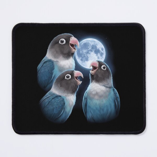 Item preview, Blue Masked Lovebird Howling Moon Art Parrot Lover designed and sold by TerryConnells.