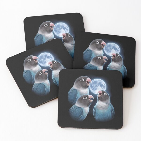 Item preview, Blue Masked Lovebird Howling Moon Art Parrot Lover designed and sold by TerryConnells.