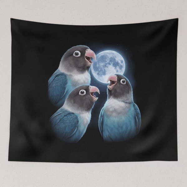 Item preview, Blue Masked Lovebird Howling Moon Art Parrot Lover designed and sold by TerryConnells.
