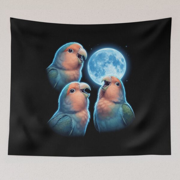 Item preview, Blue Peach Faced Lovebird Howling Moon Art Parrot Lover designed and sold by TerryConnells.