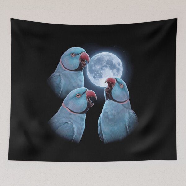 Item preview, Blue Ringneck Parakeet Howling Moon Art Parrot Lover designed and sold by TerryConnells.