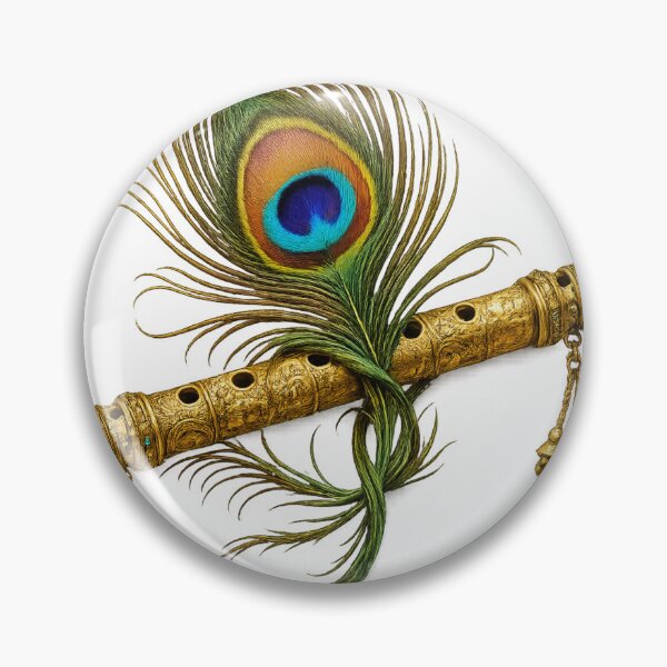 Item preview, Lord Krishna's Flute and Peacock Feather. designed and sold by MokshaPrints.