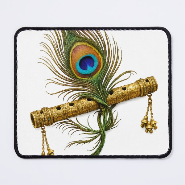 Item preview, Lord Krishna's Flute and Peacock Feather. designed and sold by MokshaPrints.