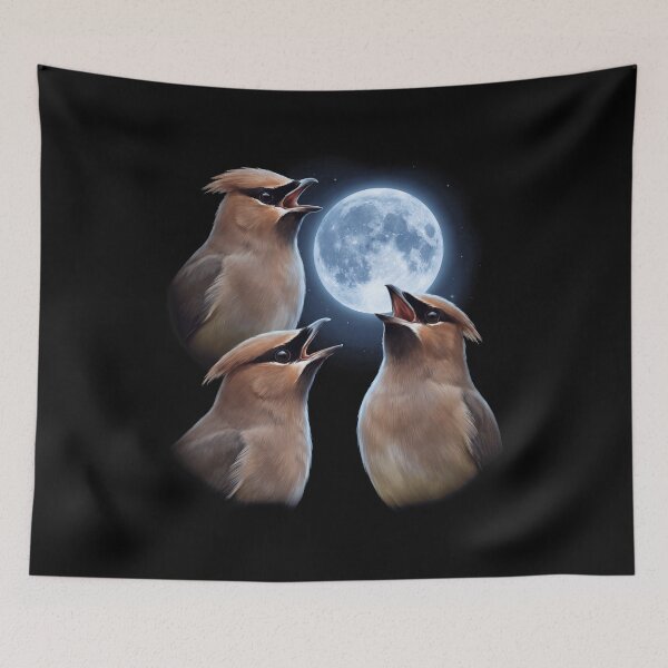 Item preview, Cedar Waxwing Howling Moon Art Bird Lover Birding designed and sold by TerryConnells.