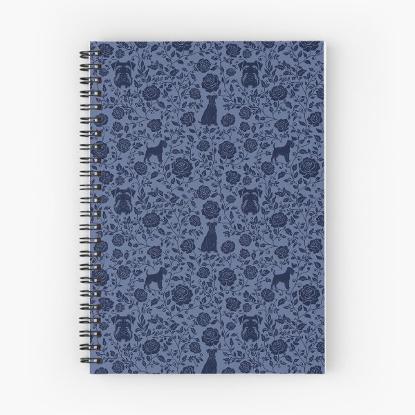 Item preview, Schnauzer Floral Silhouette Pattern | Miniature Standard Giant Dog Design in Blue designed and sold by WildLakePatterns.