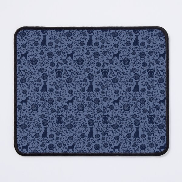 Item preview, Schnauzer Floral Silhouette Pattern | Miniature Standard Giant Dog Design in Blue designed and sold by WildLakePatterns.