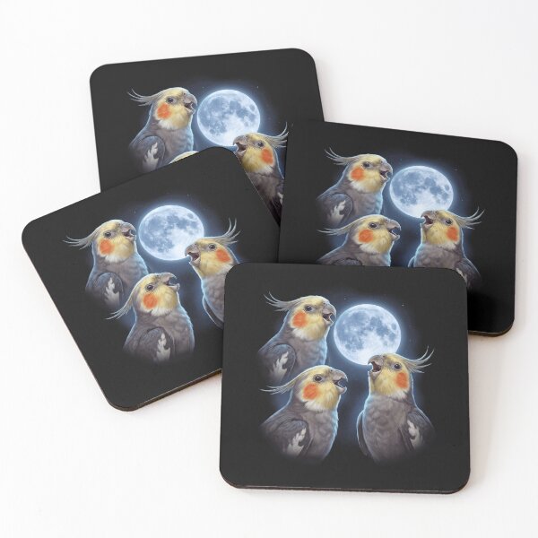 Aperçu de l'œuvre Cockatiel Howling Moon Art Parrot Lover créée et vendue par TerryConnells.