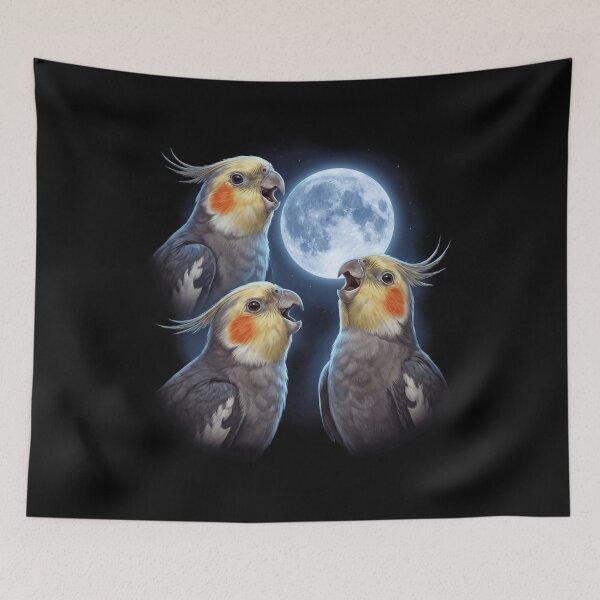 Aperçu de l'œuvre Cockatiel Howling Moon Art Parrot Lover créée et vendue par TerryConnells.
