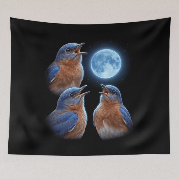 Item preview, Eastern Bluebird Howling Moon Art Bird Lover Birding designed and sold by TerryConnells.