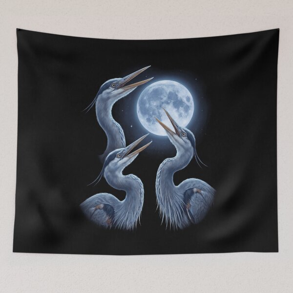Item preview, Great Blue Heron Howling Moon Art Bird Lover Birding designed and sold by TerryConnells.