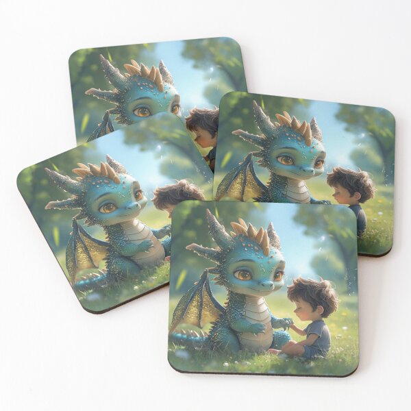 Item preview, Child and Dragon – Magical Friendship Fantasy Illustration designed and sold by digitalvibe4u.
