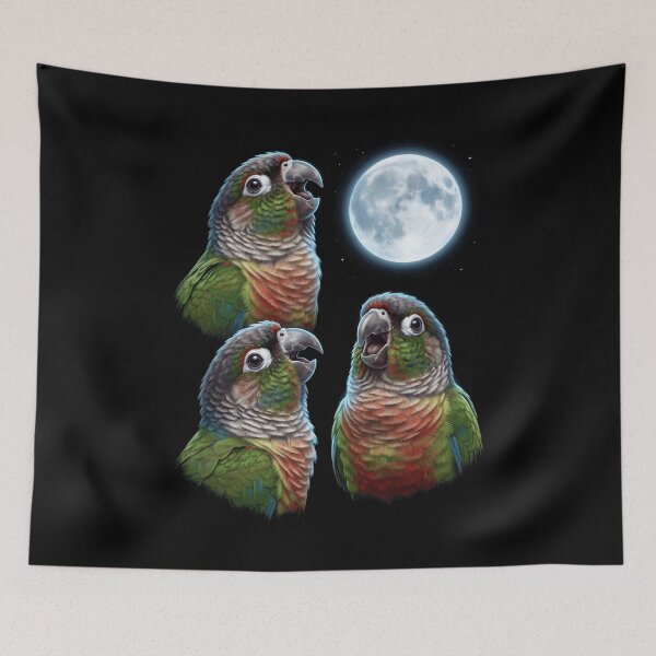 Item preview, Green Cheek Conure Howling Moon Art Parrot Lover designed and sold by TerryConnells.