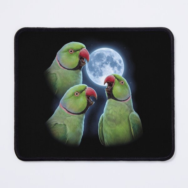 Item preview, Green Ringneck Parakeet Howling Moon Art Parrot Lover designed and sold by TerryConnells.