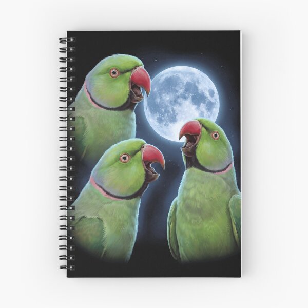Item preview, Green Ringneck Parakeet Howling Moon Art Parrot Lover designed and sold by TerryConnells.