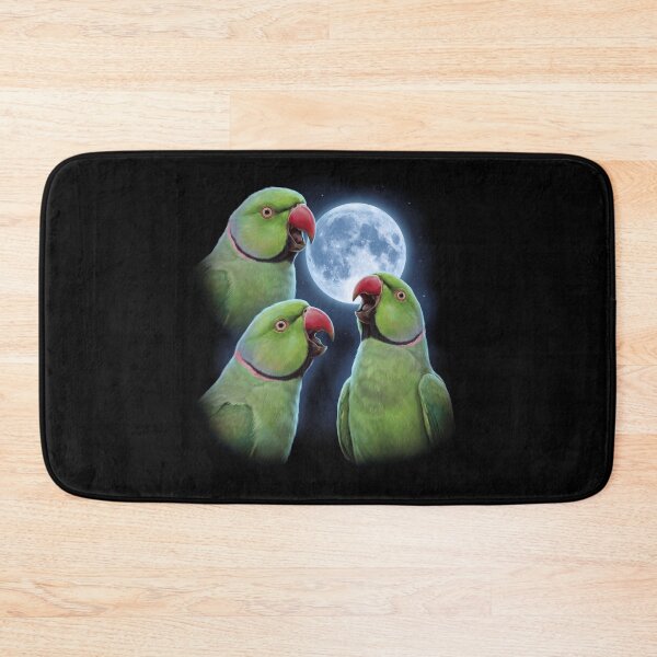 Item preview, Green Ringneck Parakeet Howling Moon Art Parrot Lover designed and sold by TerryConnells.