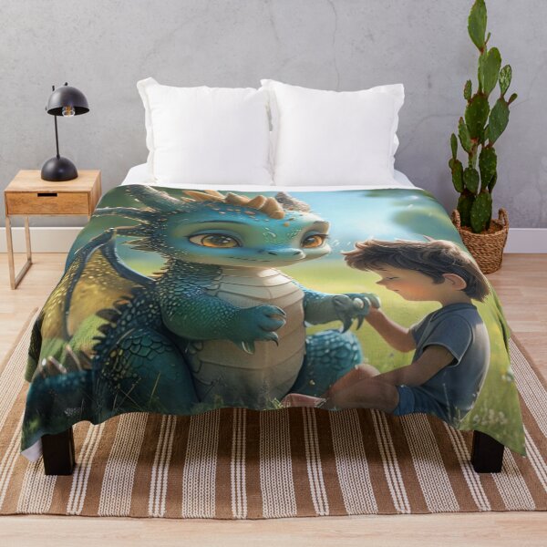 Item preview, Child and Dragon – Magical Friendship Fantasy Illustration designed and sold by digitalvibe4u.