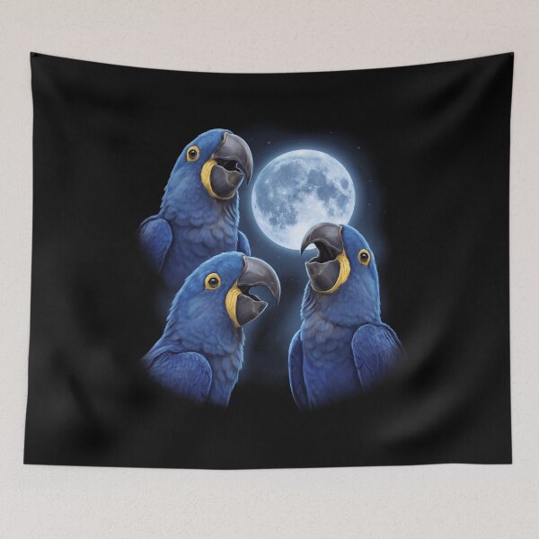 Item preview, Hyacinth Macaw Howling Moon Art Parrot Lover designed and sold by TerryConnells.
