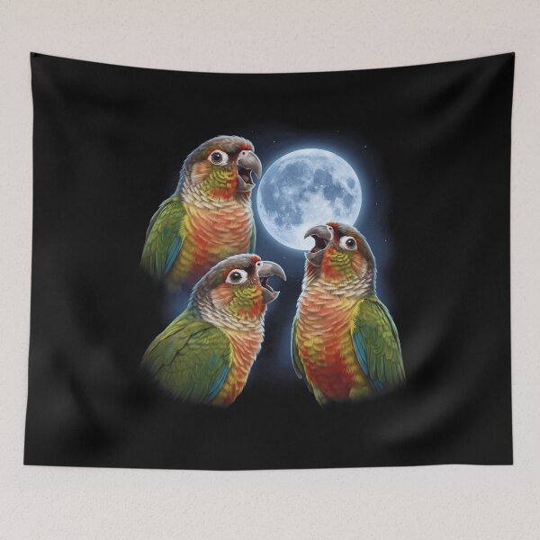 Item preview, Pineapple Green Cheeked Conure Howling Moon Art Parrot Lover designed and sold by TerryConnells.