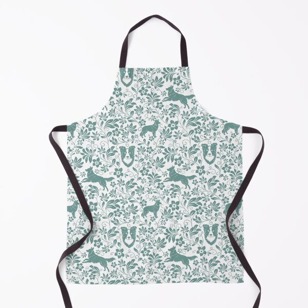 Item preview, Border Collie Floral Silhouette Pattern | Elegant Herding Dog Design in Green designed and sold by WildLakePatterns.