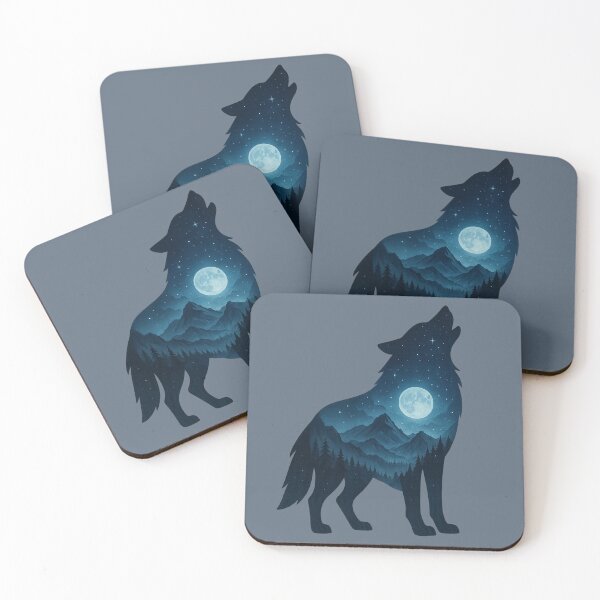Item preview, Wolf Silhouette with Moonlit Mountains designed and sold by ChirpInc.