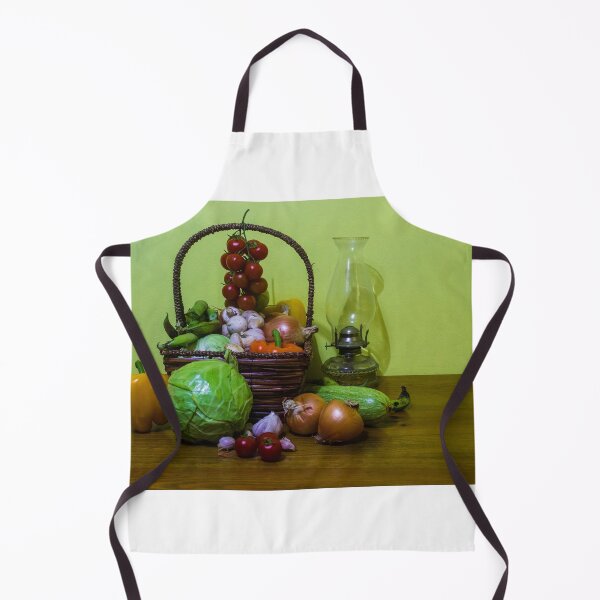 Item preview, Rustic Still Life Basket Of Fresh Vegetables With Vintage Oil Lamp On Wooden Table designed and sold by Nmallia.