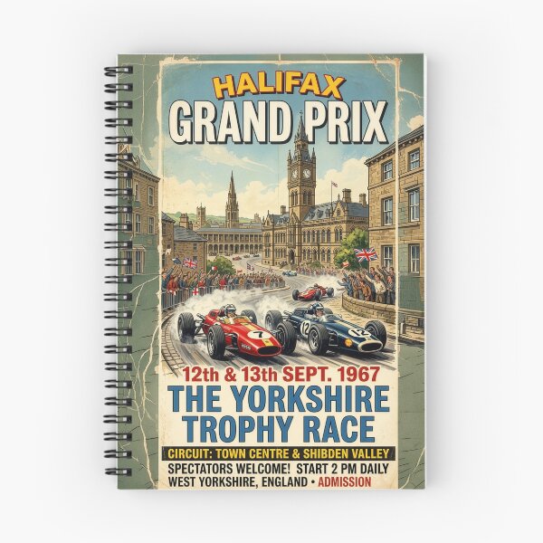 Artikelvorschau, Vintage Halifax Grand Prix 1967 Yorkshire Trophy Rennen Retro Motorsport Poster Art entworfen und verkauft von ArtworkNorth.