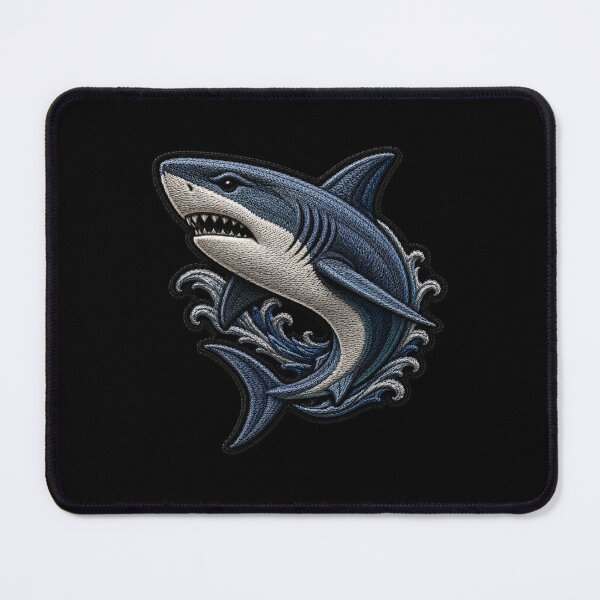 Item preview, Luxury Shark Embroidery Patch | Modern Ocean Satin Stitch Design designed and sold by ColorSplash123.