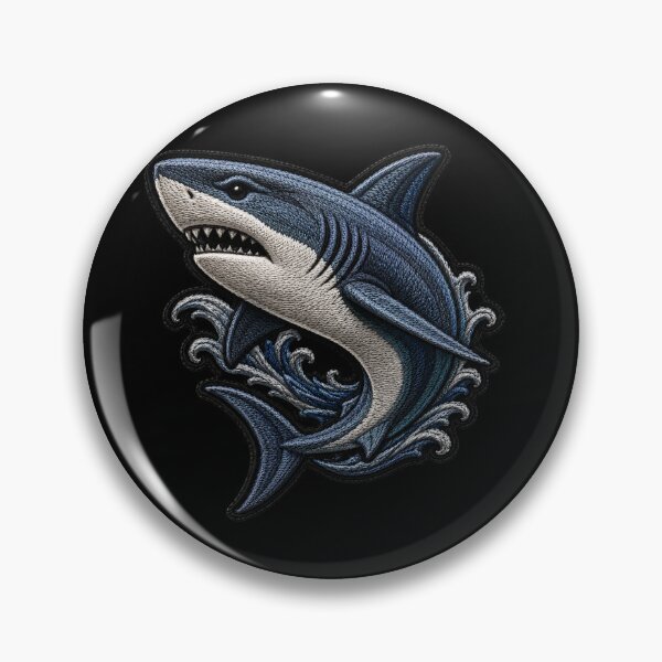 Item preview, Luxury Shark Embroidery Patch | Modern Ocean Satin Stitch Design designed and sold by ColorSplash123.
