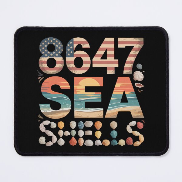Item preview, 8647 SEA SHELLS – Coastal Seashell Retro Beach Aesthetic Political Number Design designed and sold by ZyziowskyArt.