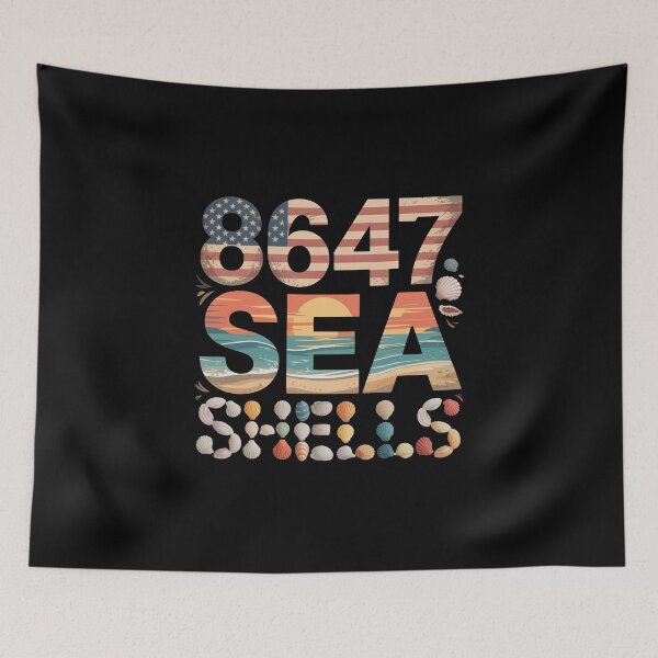 Item preview, 8647 SEA SHELLS – Coastal Seashell Retro Beach Aesthetic Political Number Design designed and sold by ZyziowskyArt.