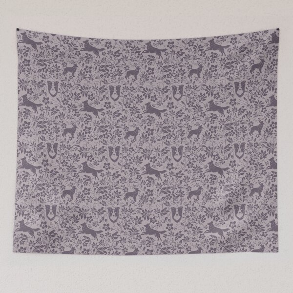 Item preview, Border Collie Floral Silhouette Pattern | Elegant Herding Dog Design in Purple designed and sold by WildLakePatterns.