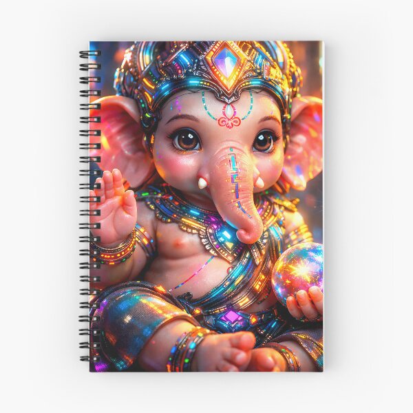 Item preview, Baby Ganesha Floating Mechanical Mouse — Hindu God Art | Cyberpunk designed and sold by CosmicLotusArt.