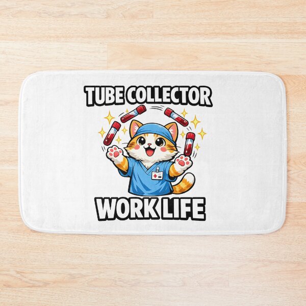 Item preview, Funny Cute Cat Phlebotomist Tube Collector Work Life Meme – Medical Humor Design for National Phlebotomist Recognition Week designed and sold by ClinicalHubs.
