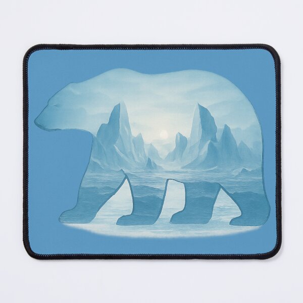 Item preview, Polar Bear Silhouette with Frozen Peaks designed and sold by ChirpInc.