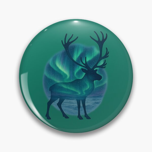 Item preview, Caribou Silhouette with Northern Lights designed and sold by ChirpInc.