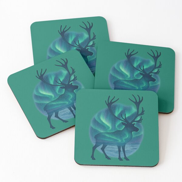 Item preview, Caribou Silhouette with Northern Lights designed and sold by ChirpInc.