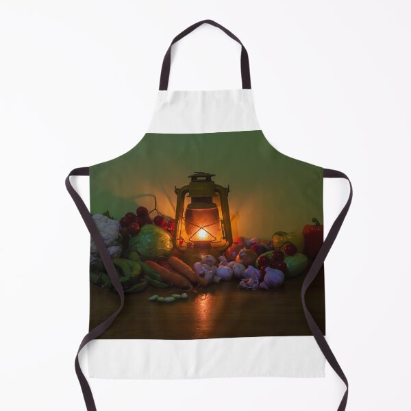 Item preview, Rustic Lantern and Fresh Vegetables Still Life on a Wooden Table With Warm Candlelight Glow designed and sold by Nmallia.